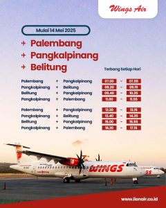 Wings Air Buka Rute Baru Hubungkan Palembang – Pangkalpinang – Belitung, Perkuat Konektivitas Sumatera Bagian Selatan