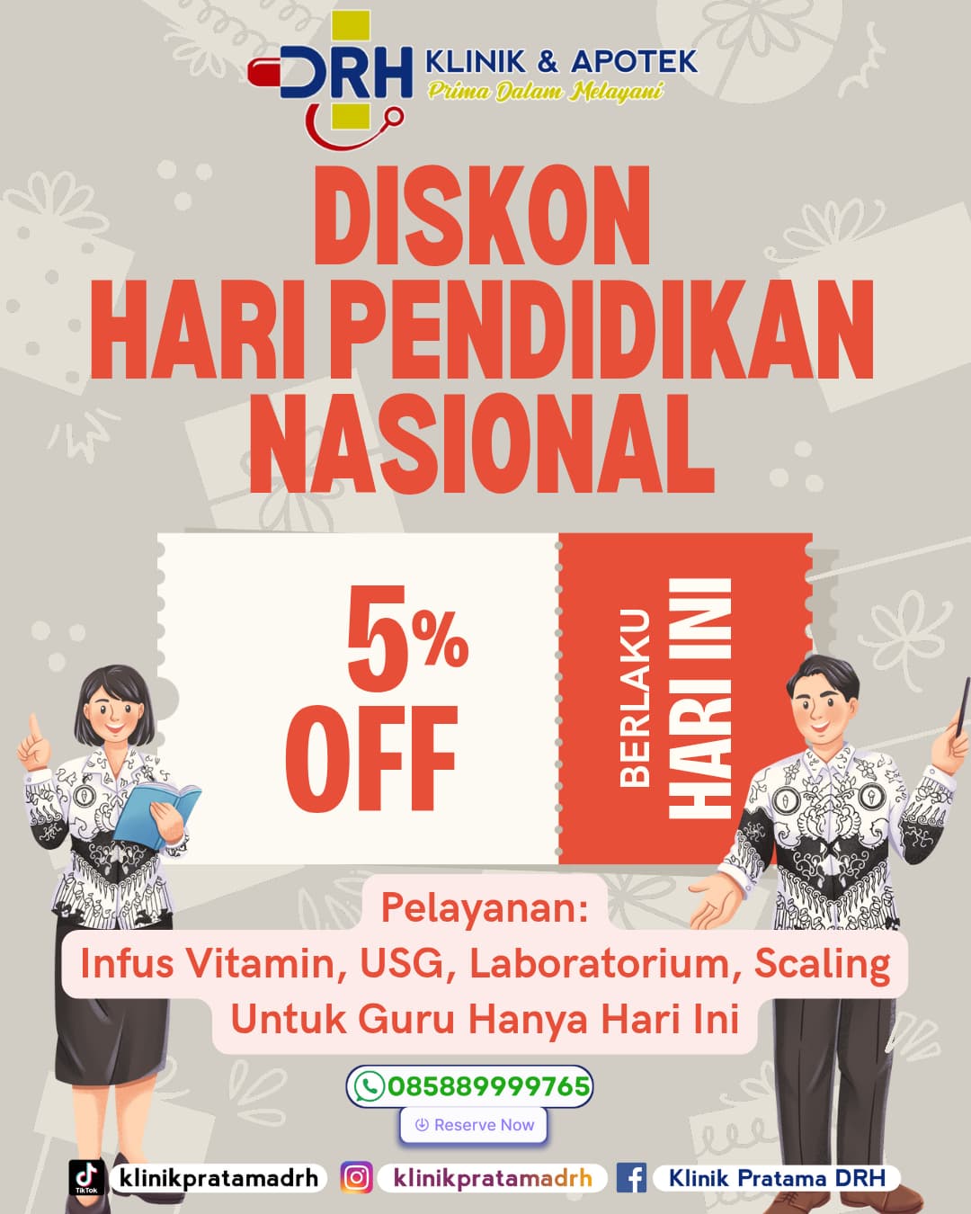 Spesial Hardiknas ! Klinik dan Apotek DRH Toboali Beri Diskon Khusus untuk Guru